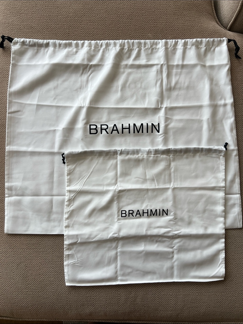 Brahmin White Drawstring Dust Bag Set